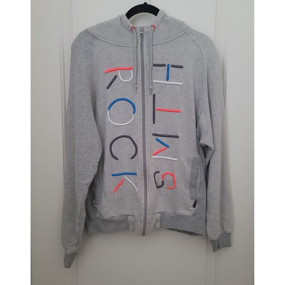Rocksmith Tokyo New Money Spell Out Embroidered Zip Up Hoodie Streetwear Sz L